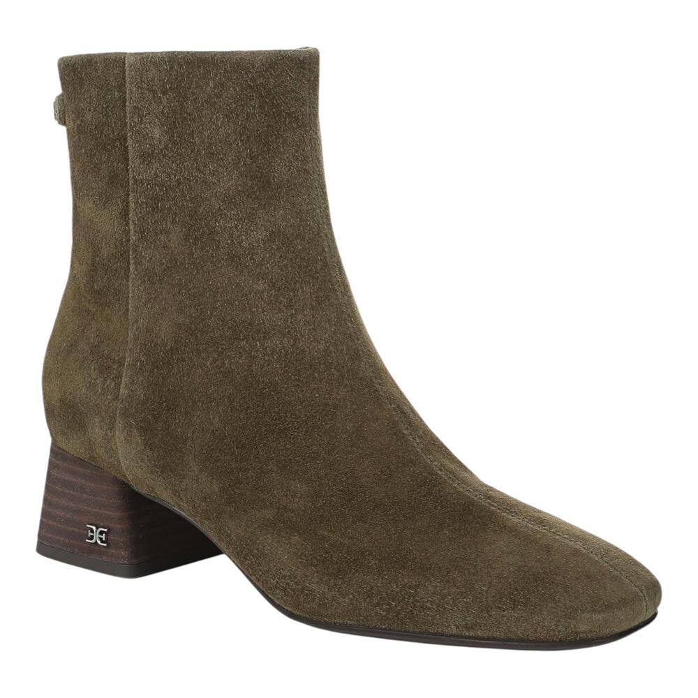 Sam Edelman Women's Paige Suede Zipper Booties Olive Branch Size 7 W